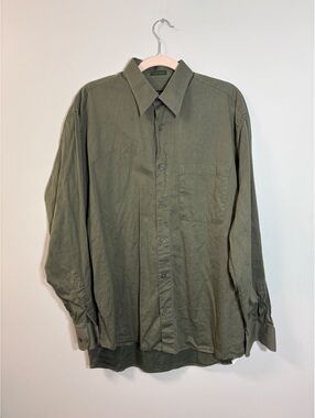 Principe Dress Shirt Mens 16 34/35 Olive Green Extra Fine Cotton Made In Italy